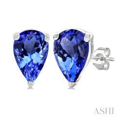 6X4MM Pear Cut Tanzanite  Precious Stud Earring in 14K White Gold