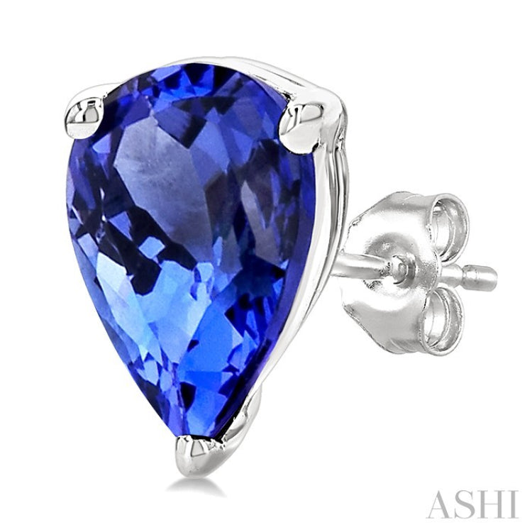 6X4MM Pear Cut Tanzanite  Precious Stud Earring in 14K White Gold