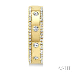 1/2 Ctw Flush Set Round Cut Diamond Fashion Huggie Earrings in 14K Yellow Gold