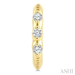 1/10 Ctw Round Cut Diamond huggie Fashion Hoop Earrings in 10K Yellow Gold
