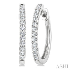 1/3 Ctw Round Cut Diamond Hoop Earrings in 14K White Gold