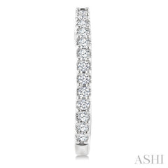 1/3 Ctw Round Cut Diamond Hoop Earrings in 14K White Gold