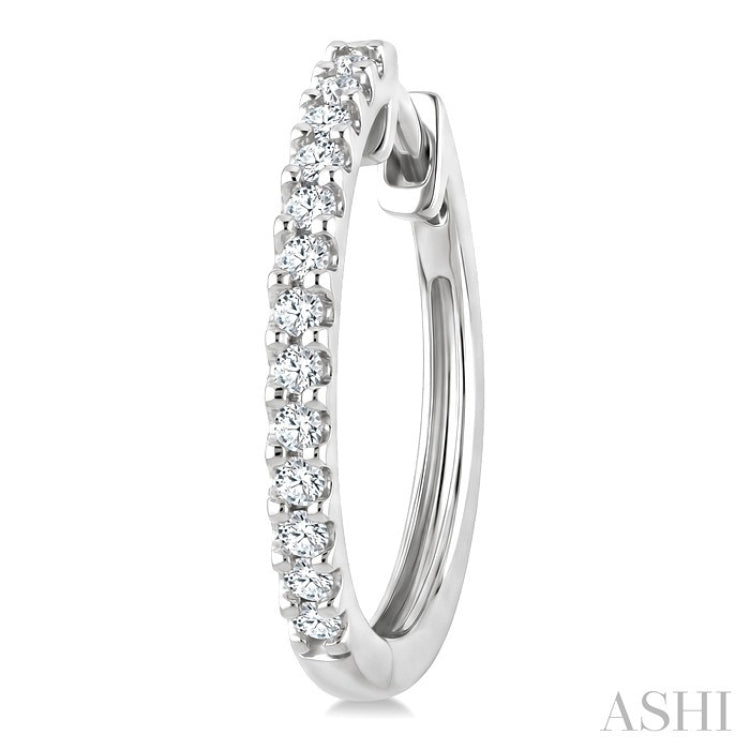 1/3 Ctw Round Cut Diamond Hoop Earrings in 14K White Gold