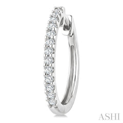 1/3 Ctw Round Cut Diamond Hoop Earrings in 14K White Gold