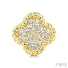 1/5 Ctw Round Cut Diamond Rope Border Clover Motif Fashion Stud Earring in 10K Yellow Gold