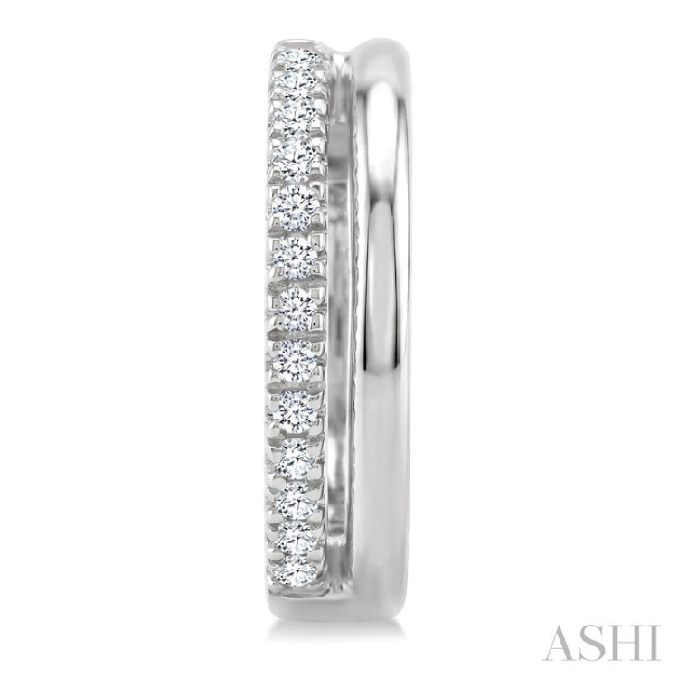 1/10 Ctw Petite Round Cut Diamond Fashion Huggie Earrings in 10K White Gold