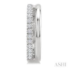 1/10 Ctw Petite Round Cut Diamond Fashion Huggie Earrings in 10K White Gold
