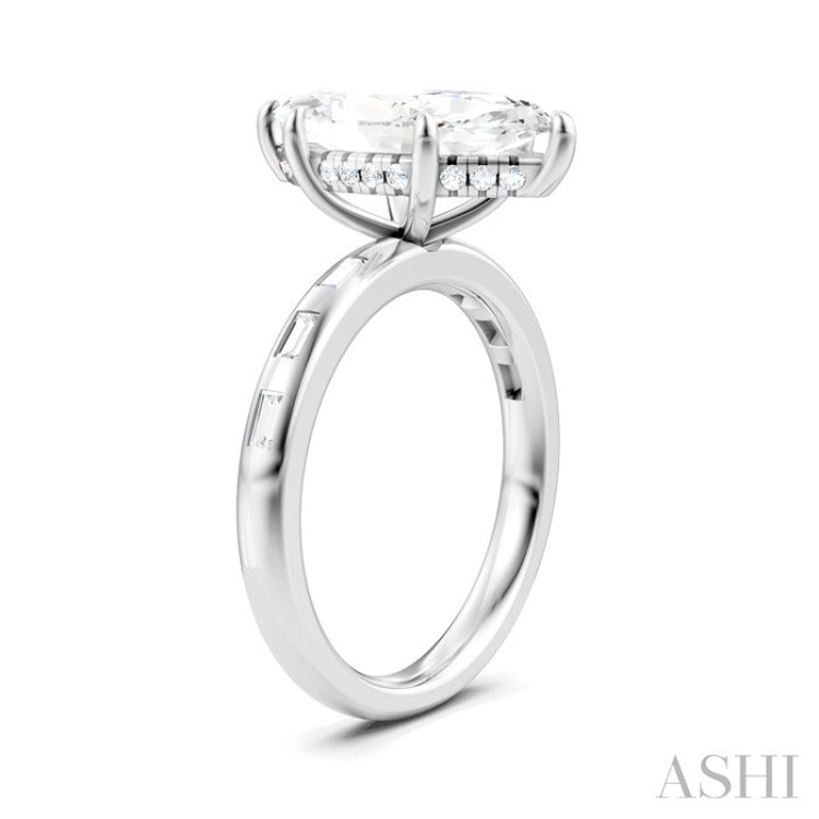 1/4 Ctw Marquise Shape Baguette and Round Cut Diamond Semi-Mount Engagement Ring in 14K White Gold