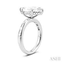 1/4 Ctw Marquise Shape Baguette and Round Cut Diamond Semi-Mount Engagement Ring in 14K White Gold