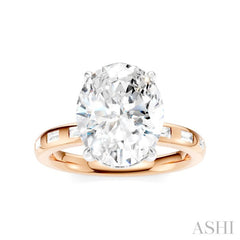 1/3 Ctw Oval Shape Baguette and Round Cut Diamond Semi-Mount Engagement Ring in 14K Rose and White Gold