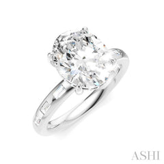 1/3 Ctw Akari Oval Shape Baguette and Round Cut Diamond Semi Mount Engagement Ring in 14K White Gold