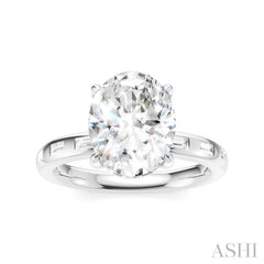 1/3 Ctw Akari Oval Shape Baguette and Round Cut Diamond Semi Mount Engagement Ring in 14K White Gold