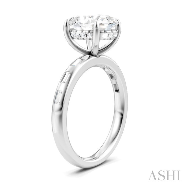 1/3 Ctw Akari Oval Shape Baguette and Round Cut Diamond Semi Mount Engagement Ring in 14K White Gold