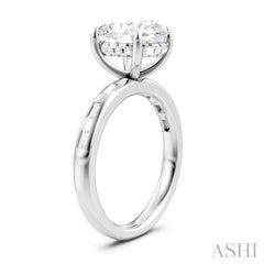 1/3 Ctw Akari Oval Shape Baguette and Round Cut Diamond Semi Mount Engagement Ring in 14K White Gold