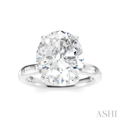 1/3 Ctw Oval Shape Baguette and Round Cut Diamond Semi-Mount Engagement Ring in 14K White Gold