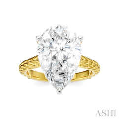 1/8 Ctw Pear Shape Round Cut Diamond Akari Wheat Shank Semi-Mount Engagement Ring in 14K Yellow and White Gold