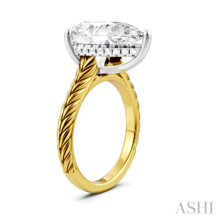 1/8 Ctw Pear Shape Round Cut Diamond Akari Wheat Shank Semi-Mount Engagement Ring in 14K Yellow and White Gold