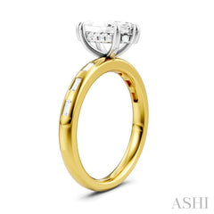 1/4 Ctw Marquise Shape Baguette and Round Cut Diamond Semi-Mount Engagement Ring in 14K Yellow and White Gold