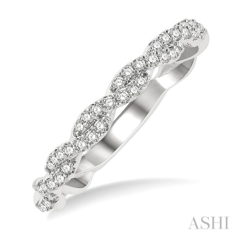 1/4 Ctw Entwined Round Cut Diamond Stackable Twist Band in 14K White Gold
