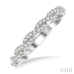 1/4 Ctw Entwined Round Cut Diamond Stackable Twist Band in 14K White Gold