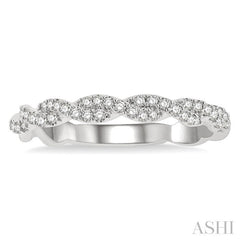 1/4 Ctw Entwined Round Cut Diamond Stackable Twist Band in 14K White Gold