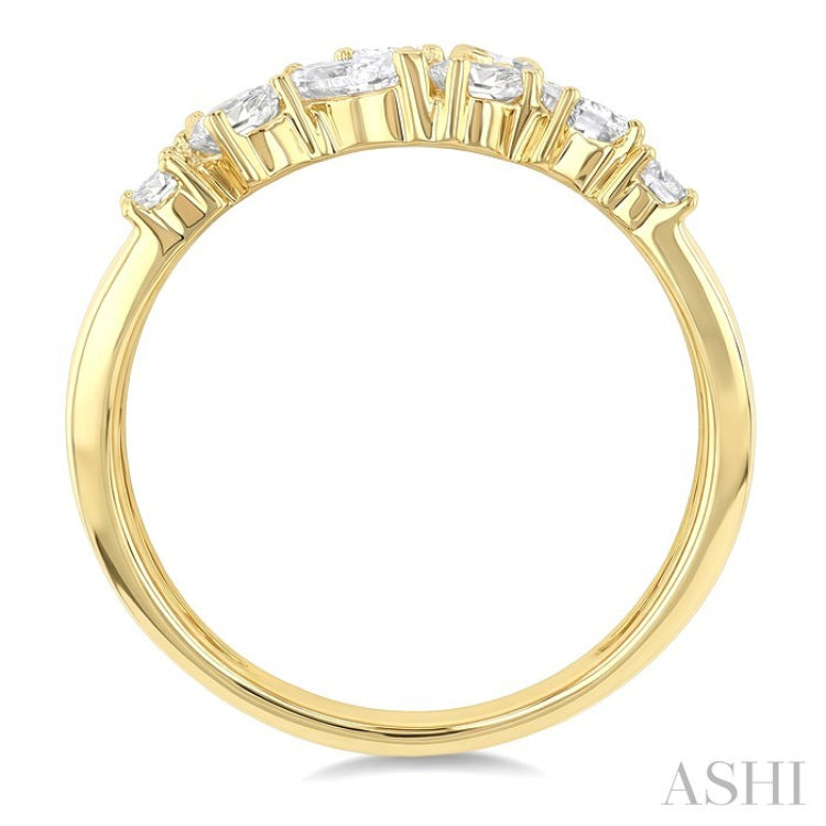 1 1/4 Ctw Mixed Diamond Cut Fashion Wide Band in 14K Yellow Gold