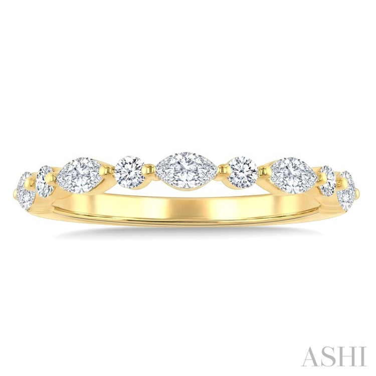 5/8 Ctw Alternating Marquise and Round Cut Diamond Fashion Band in 14K Yellow Gold