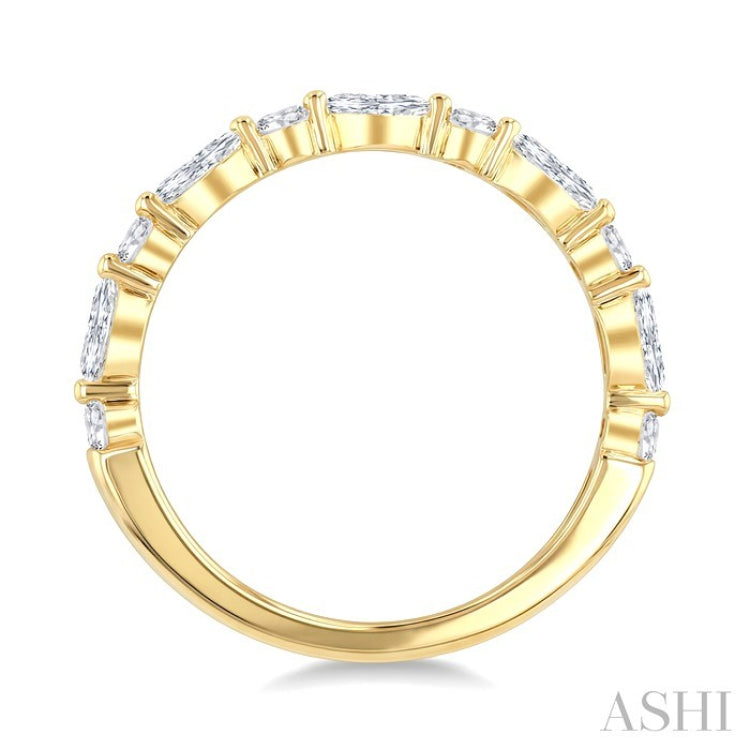 5/8 Ctw Alternating Marquise and Round Cut Diamond Fashion Band in 14K Yellow Gold