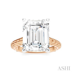 1/8 Ctw Emerald Shape Round Cut Diamond Akari Wheat Shank Semi-Mount Engagement Ring in 14K Rose and White Gold