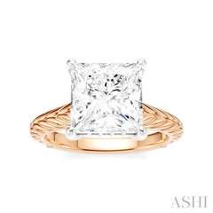 1/10 Ctw Princess Shape Round Cut Diamond Akari Wheat Shank Semi-Mount Engagement Ring in 14K Rose and White Gold