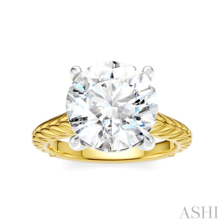 1/10 Ctw Circular Shape Round Cut Diamond Akari Wheat Shank Semi-Mount Engagement Ring in 14K Yellow and White Gold