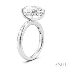 1/3 Ctw Pear Shape Baguette and Round Cut Diamond Semi-Mount Engagement Ring in 14K White Gold