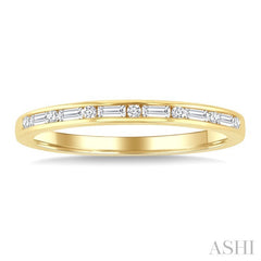 1/5 Ctw Baguette and Round Cut Diamond Stackable Fashion Band in 10K Yellow Gold