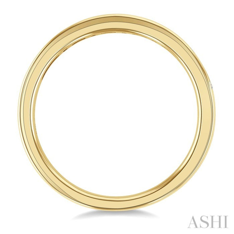 1/5 Ctw Baguette and Round Cut Diamond Stackable Fashion Band in 10K Yellow Gold