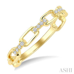 1/20 Ctw Oval Shaped Open Window Links Round Cut Diamond Stackable Fashion Band in 14K Yellow Gold