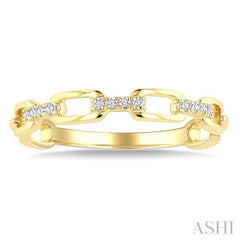 1/20 Ctw Oval Shaped Open Window Links Round Cut Diamond Stackable Fashion Band in 14K Yellow Gold