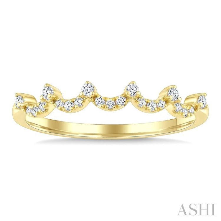 1/8 Ctw Round Cut Diamond Wave Stackable Band in 10K Yellow Gold