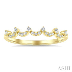 1/8 Ctw Round Cut Diamond Wave Stackable Band in 10K Yellow Gold