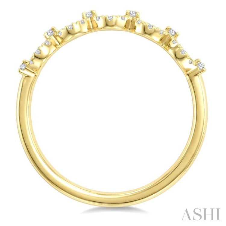 1/8 Ctw Round Cut Diamond Wave Stackable Band in 10K Yellow Gold