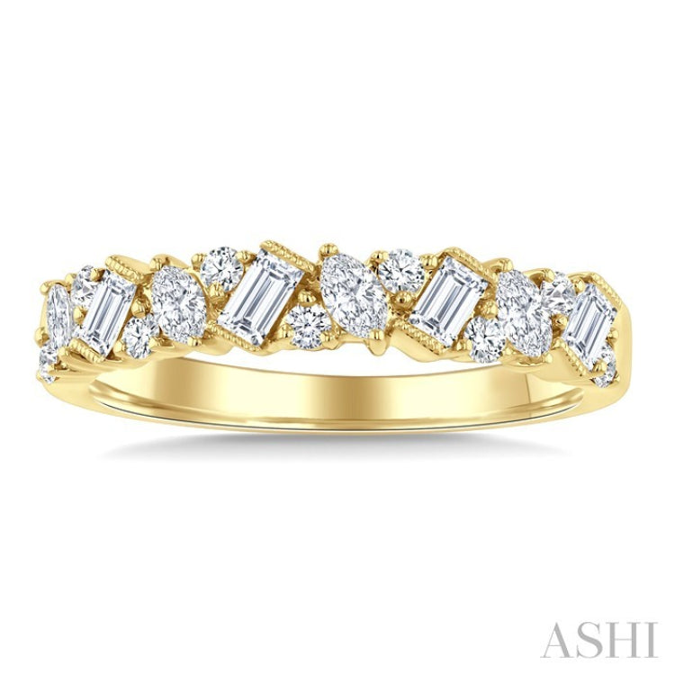5/8 Ctw Zigzag Mixed Diamond Cut Fashion Band in 14K Yellow Gold