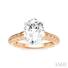 1/20 Ctw Oval Shape Round Cut Diamond Semi-Mount Engagement Ring in 14K Rose and White Gold