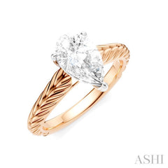 1/20 Ctw Pear Shape Round Cut Diamond Akari Wheat Shank Semi-Mount Engagement Ring in 14K Rose and White Gold