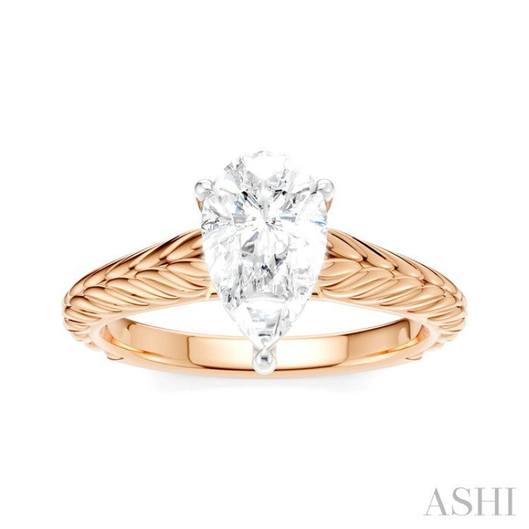 1/20 Ctw Pear Shape Round Cut Diamond Akari Wheat Shank Semi-Mount Engagement Ring in 14K Rose and White Gold