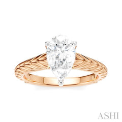 1/20 Ctw Pear Shape Round Cut Diamond Akari Wheat Shank Semi-Mount Engagement Ring in 14K Rose and White Gold