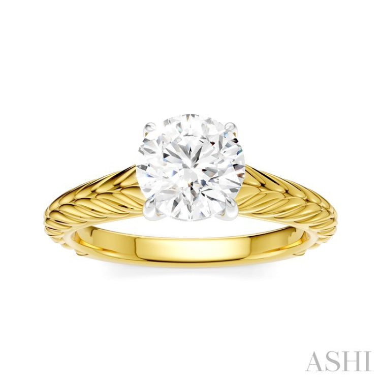 1/20 Ctw Circular Shape Round Cut Diamond Akari Wheat Shank Semi-Mount Engagement Ring in 14K Yellow and White Gold
