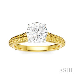 1/20 Ctw Circular Shape Round Cut Diamond Akari Wheat Shank Semi-Mount Engagement Ring in 14K Yellow and White Gold
