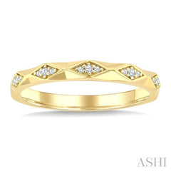 1/20 Ctw 3-D Geometric Shape Round Cut Diamond Stackable Fashion Band in 14K Yellow Gold