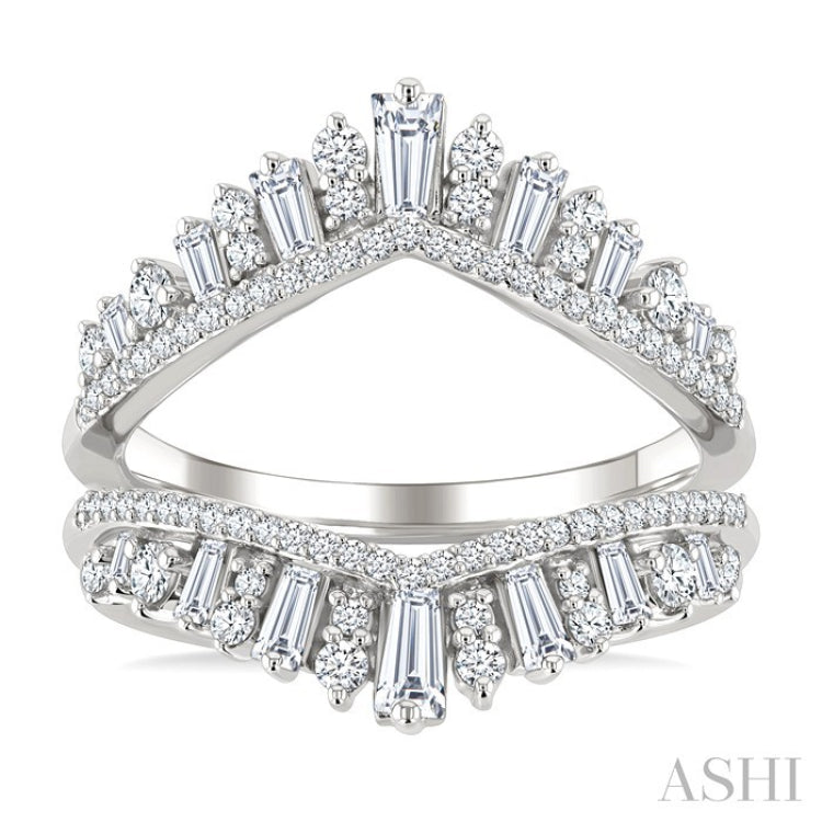 1 Ctw Tiara-Shaped Graduated Baguette and Round Cut Diamond Insert Ring in 14K White Gold