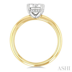1/2 Ctw Lovebright Oval Shape Round Cut Diamond Cluster Ring in 14K Yellow and White Gold