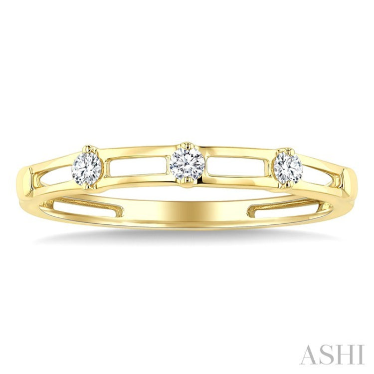 1/10 Ctw Open Window Frames Round Cut Diamond Stackable Fashion Band in 14K Yellow Gold